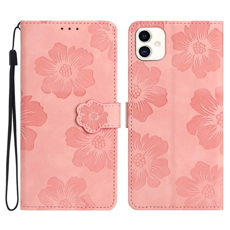 For Samsung Galaxy A05 4G Case Flowers Imprinted PU Leather Wallet Phone Cover