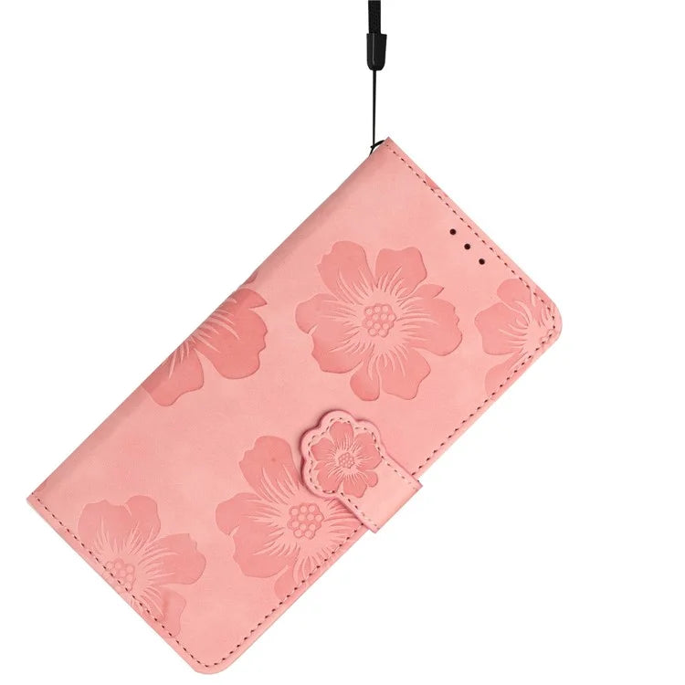 For Samsung Galaxy A05 4G Case Flowers Imprinted PU Leather Wallet Phone Cover