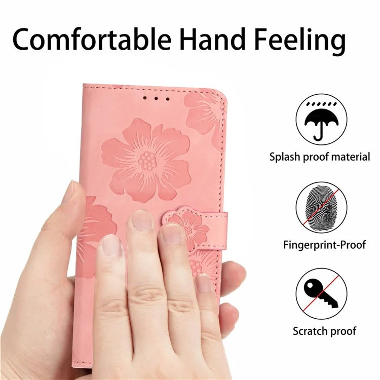 For Samsung Galaxy A05 4G Case Flowers Imprinted PU Leather Wallet Phone Cover