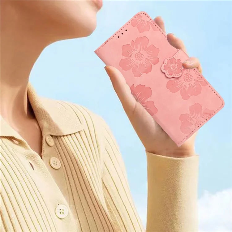 For Samsung Galaxy A05 4G Case Flowers Imprinted PU Leather Wallet Phone Cover