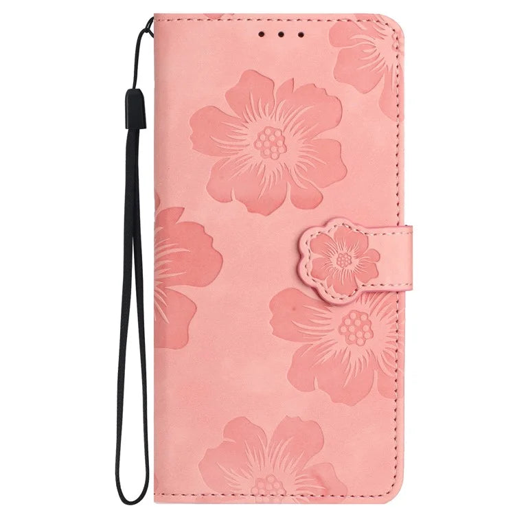 For Samsung Galaxy A05 4G Case Flowers Imprinted PU Leather Wallet Phone Cover