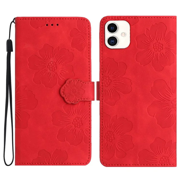 For Samsung Galaxy A05 4G Case Flowers Imprinted PU Leather Wallet Phone Cover