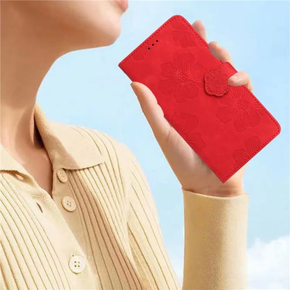 For Samsung Galaxy A05 4G Case Flowers Imprinted PU Leather Wallet Phone Cover