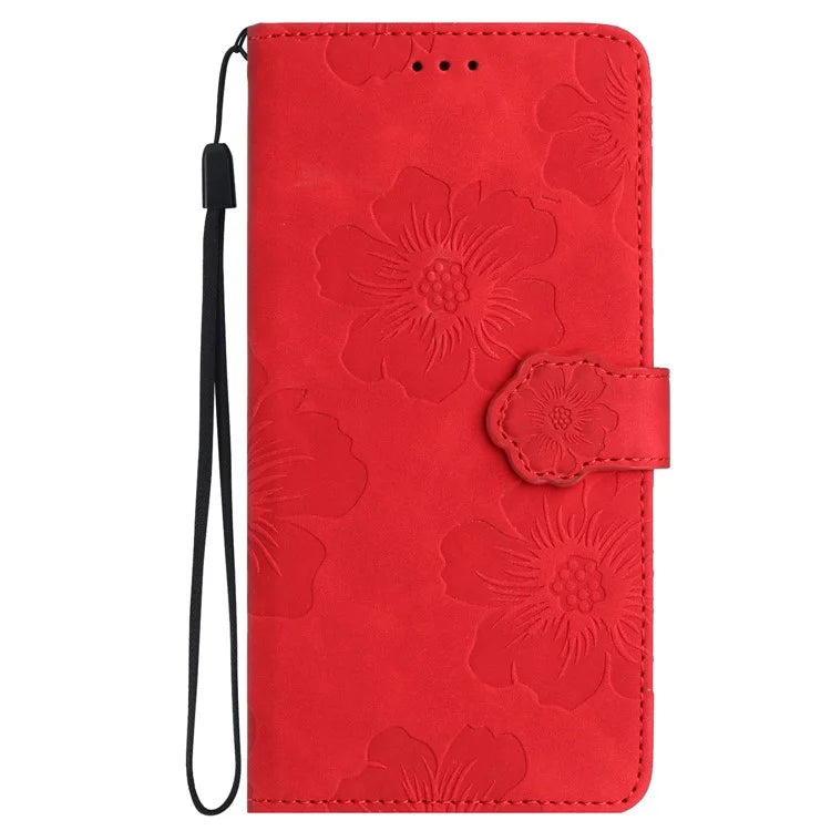 For Samsung Galaxy A05 4G Case Flowers Imprinted PU Leather Wallet Phone Cover