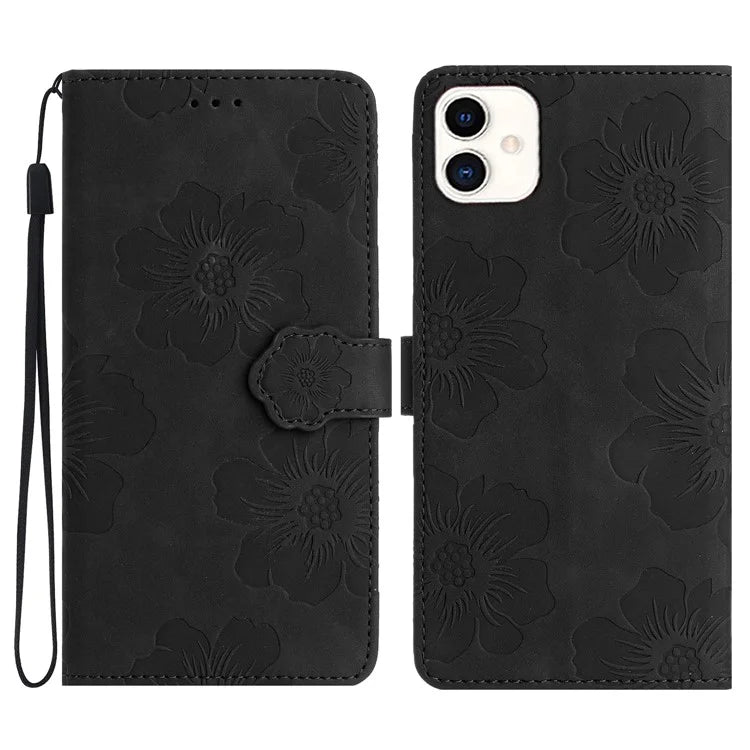 For Samsung Galaxy A05 4G Case Flowers Imprinted PU Leather Wallet Phone Cover