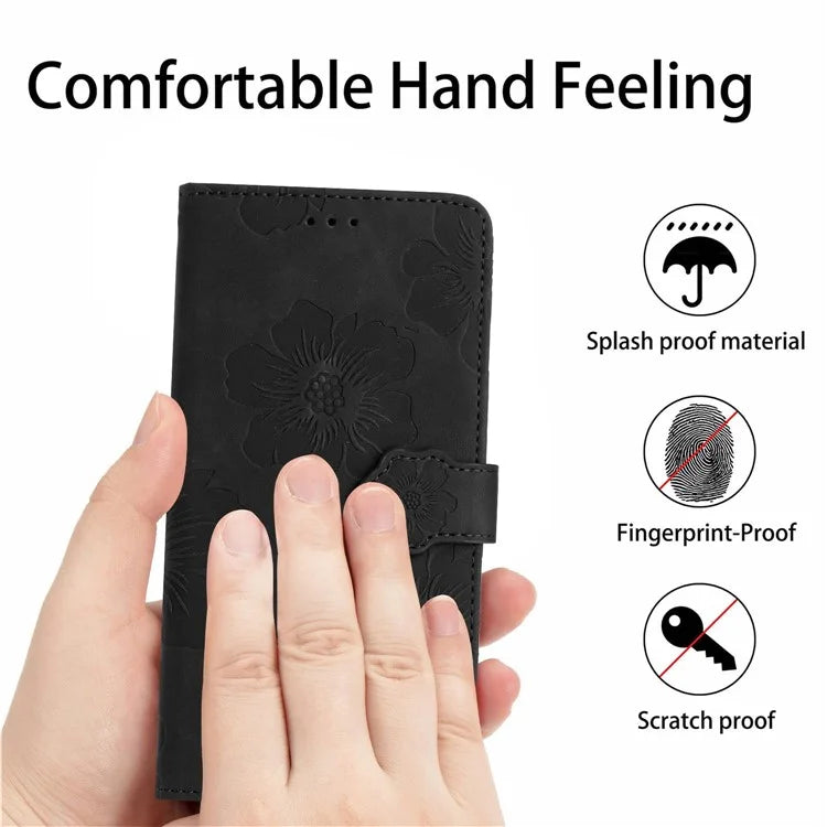 For Samsung Galaxy A05 4G Case Flowers Imprinted PU Leather Wallet Phone Cover