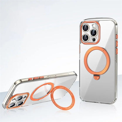 XUNDD For iPhone 15 Pro Max Kickstand Case Compatible with MagSafe PC+TPU Clear Phone Protector