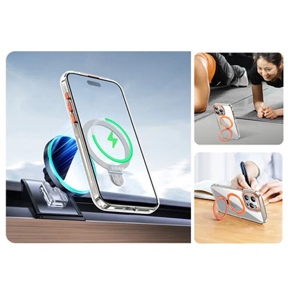 XUNDD For iPhone 15 Pro Max Kickstand Case Compatible with MagSafe PC+TPU Clear Phone Protector