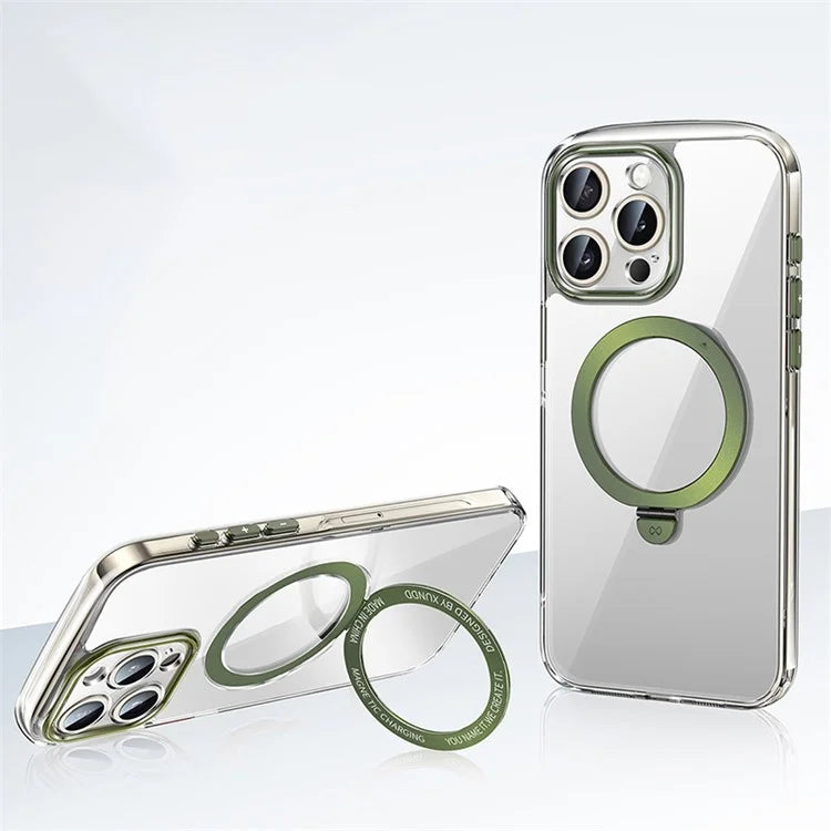 XUNDD For iPhone 15 Pro Max Kickstand Case Compatible with MagSafe PC+TPU Clear Phone Protector