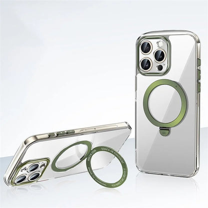 XUNDD For iPhone 15 Pro Max Kickstand Case Compatible with MagSafe PC+TPU Clear Phone Protector