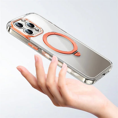 XUNDD For iPhone 15 Pro Max Kickstand Case Compatible with MagSafe PC+TPU Clear Phone Protector
