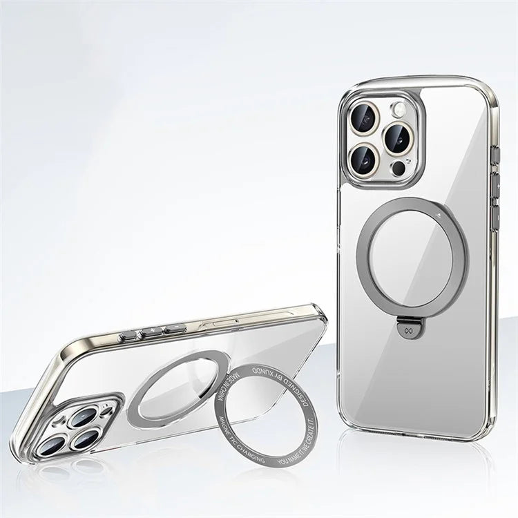 XUNDD For iPhone 15 Pro Max Kickstand Case Compatible with MagSafe PC+TPU Clear Phone Protector