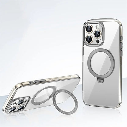 XUNDD For iPhone 15 Pro Max Kickstand Case Compatible with MagSafe PC+TPU Clear Phone Protector