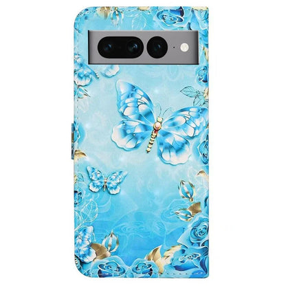 For Google Pixel 7 Pro 5G Case PU Leather Stand 3D Pattern Printing Phone Cover