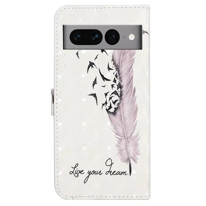 For Google Pixel 7 Pro 5G Case PU Leather Stand 3D Pattern Printing Phone Cover