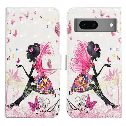 For Google Pixel 7 Pro 5G Case PU Leather Stand 3D Pattern Printing Phone Cover