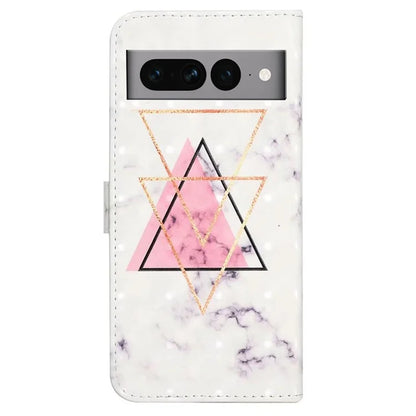 For Google Pixel 7 Pro 5G Case PU Leather Stand 3D Pattern Printing Phone Cover