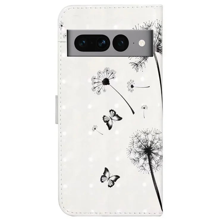 For Google Pixel 7 Pro 5G Case PU Leather Stand 3D Pattern Printing Phone Cover