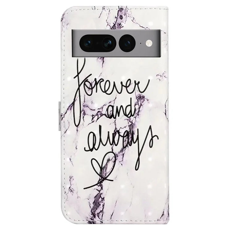 For Google Pixel 7 Pro 5G Case PU Leather Stand 3D Pattern Printing Phone Cover