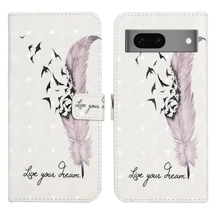 For Google Pixel 7 5G Case Flip Wallet 3D Pattern PU Leather Phone Cover