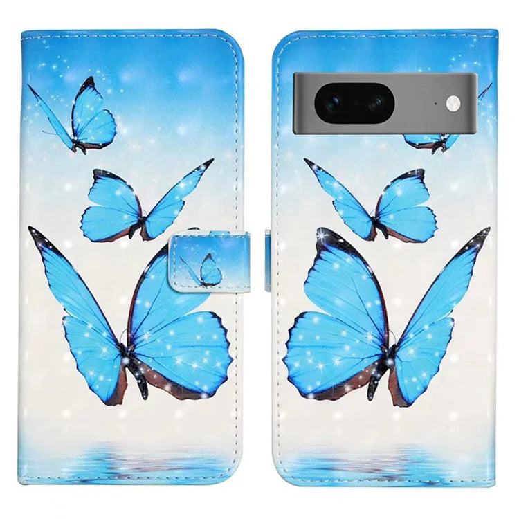 For Google Pixel 7 5G Case Flip Wallet 3D Pattern PU Leather Phone Cover