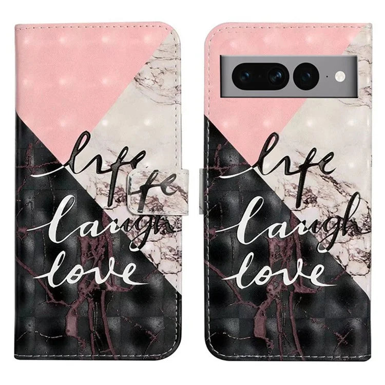 For Google Pixel 7 Pro 5G Case PU Leather 3D Pattern Shockproof Protection Phone Cover