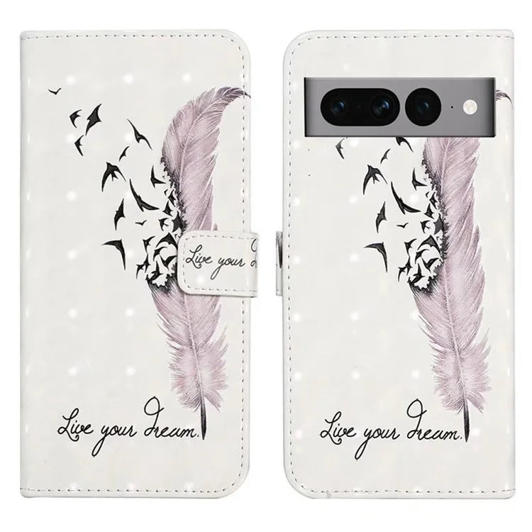 For Google Pixel 7 Pro 5G Case PU Leather 3D Pattern Shockproof Protection Phone Cover