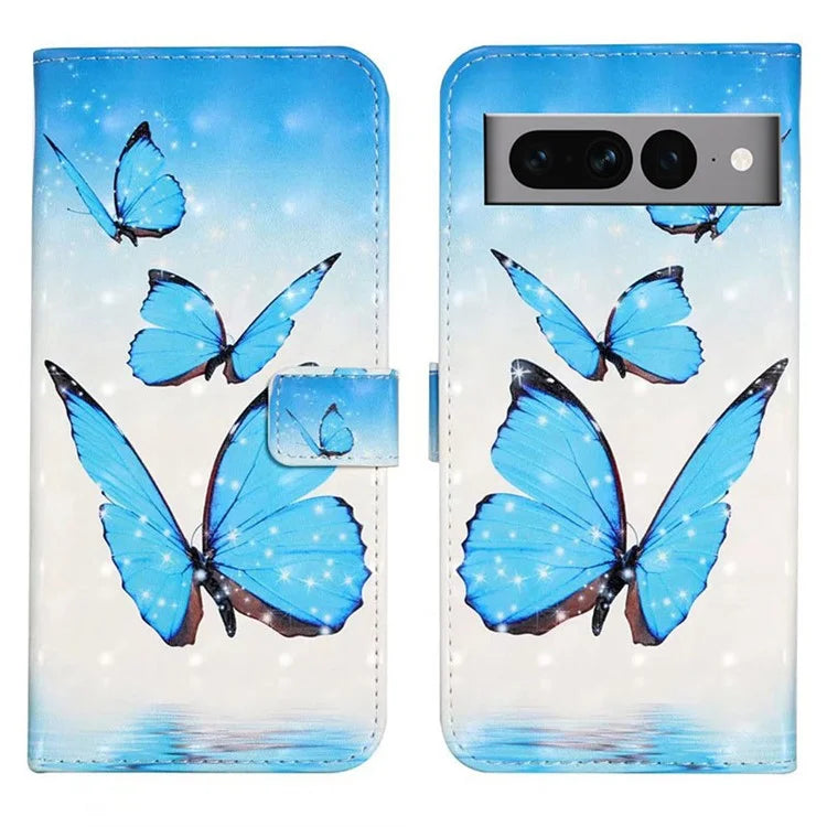 For Google Pixel 7 Pro 5G Case PU Leather 3D Pattern Shockproof Protection Phone Cover
