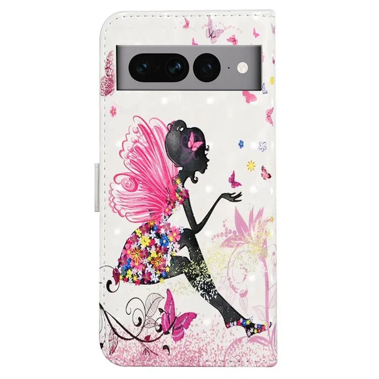 For Google Pixel 7 Pro 5G Case PU Leather 3D Pattern Shockproof Protection Phone Cover