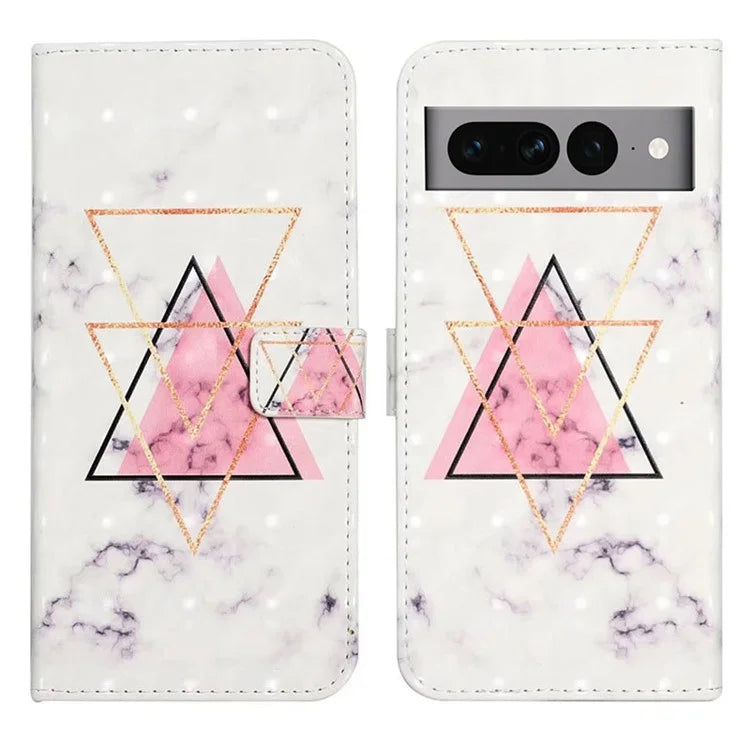 For Google Pixel 7 Pro 5G Case PU Leather 3D Pattern Shockproof Protection Phone Cover