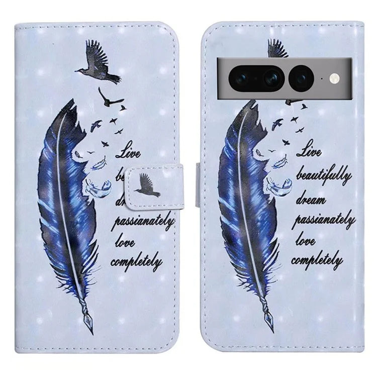 For Google Pixel 7 Pro 5G Case PU Leather 3D Pattern Shockproof Protection Phone Cover