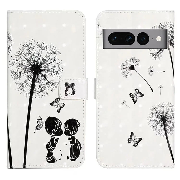 For Google Pixel 7 Pro 5G Case PU Leather 3D Pattern Shockproof Protection Phone Cover