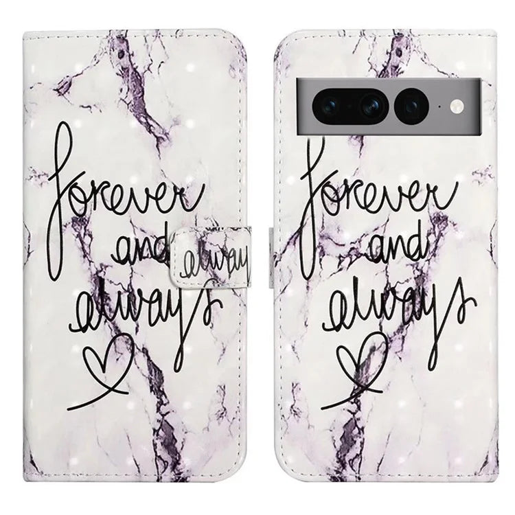 For Google Pixel 7 Pro 5G Case PU Leather 3D Pattern Shockproof Protection Phone Cover