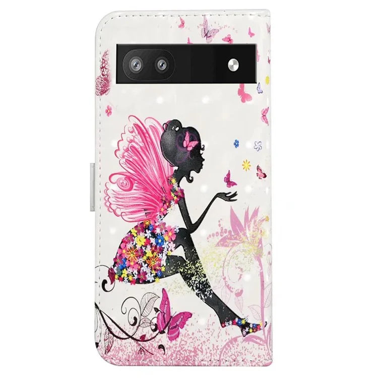 For Google Pixel 7a Case PU Leather 3D Pattern Phone Cover with Stand