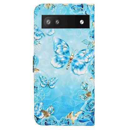 For Google Pixel 7a Case PU Leather 3D Pattern Phone Cover with Stand