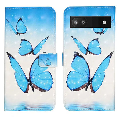 For Google Pixel 7a Case PU Leather 3D Pattern Phone Cover with Stand