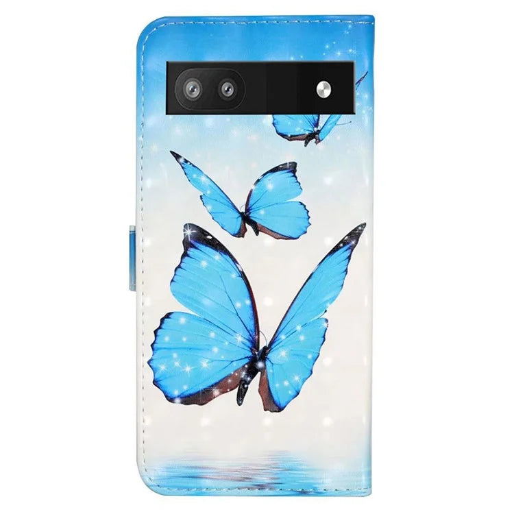 For Google Pixel 7a Case PU Leather 3D Pattern Phone Cover with Stand