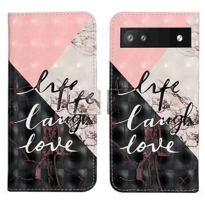 For Google Pixel 7a Case PU Leather 3D Pattern Phone Cover with Stand