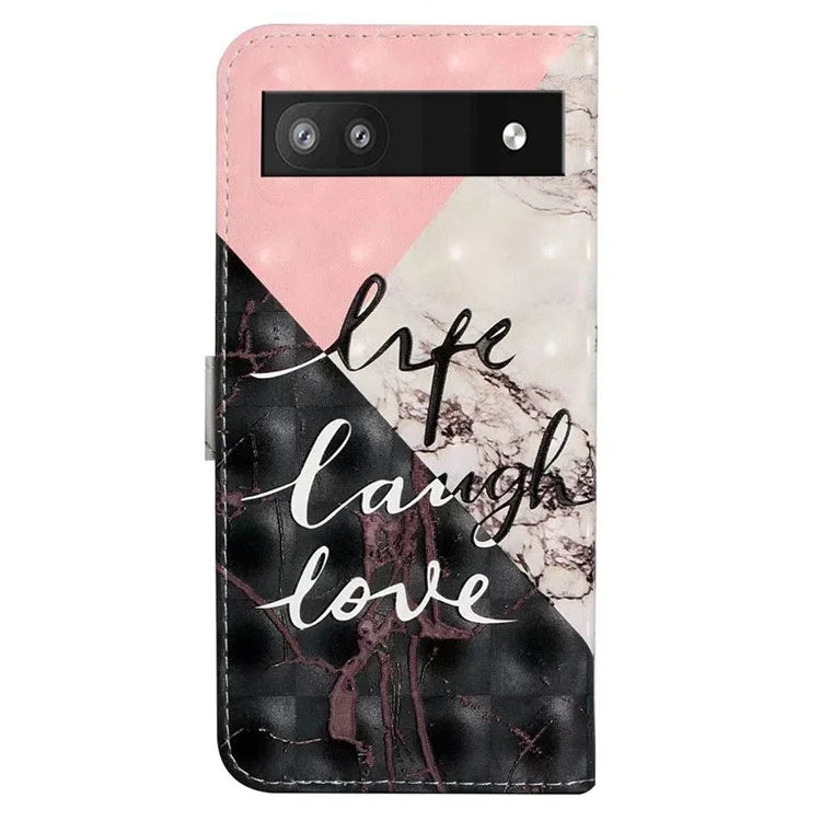 For Google Pixel 7a Case PU Leather 3D Pattern Phone Cover with Stand