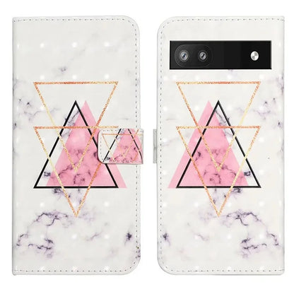 For Google Pixel 7a Case PU Leather 3D Pattern Phone Cover with Stand