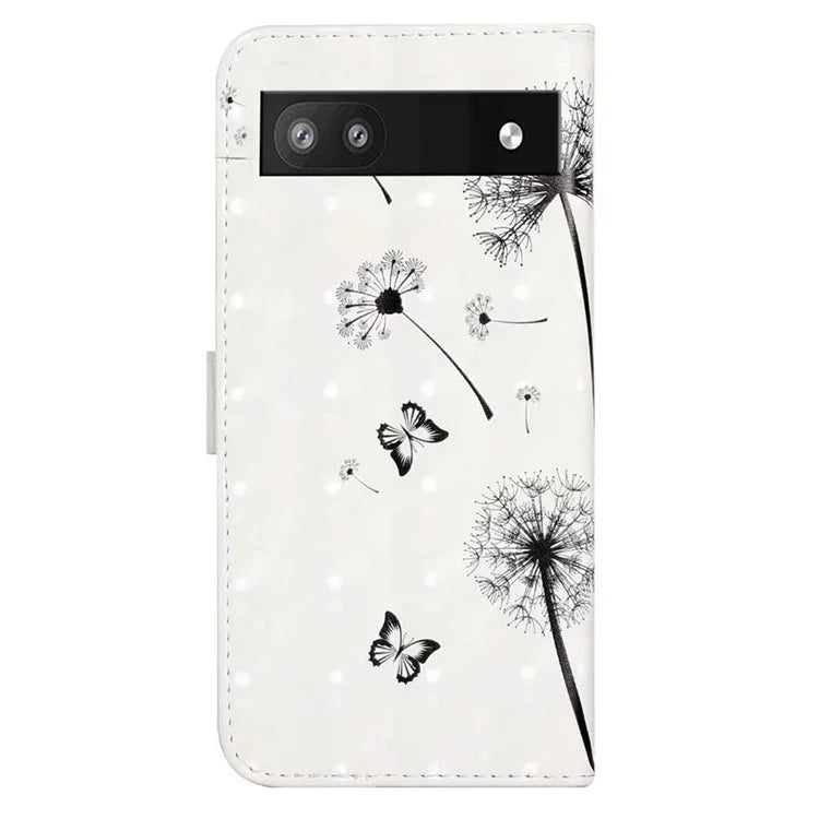 For Google Pixel 7a Case PU Leather 3D Pattern Phone Cover with Stand