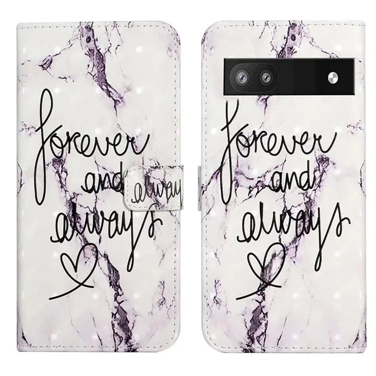 For Google Pixel 7a Case PU Leather 3D Pattern Phone Cover with Stand