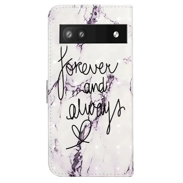 For Google Pixel 7a Case PU Leather 3D Pattern Phone Cover with Stand