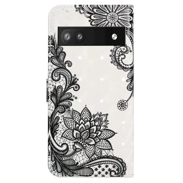 For Google Pixel 7a Case PU Leather 3D Pattern Phone Cover with Stand