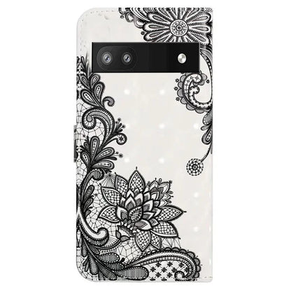 For Google Pixel 7a Case PU Leather 3D Pattern Phone Cover with Stand