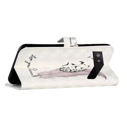 For Google Pixel 7a Case PU Leather 3D Pattern Phone Cover with Stand