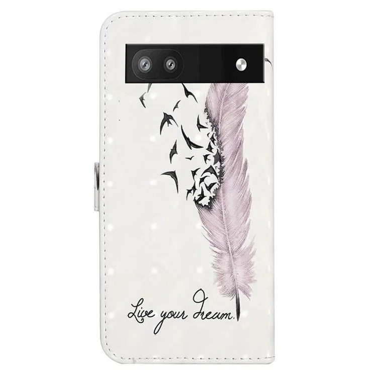 For Google Pixel 7a Case PU Leather 3D Pattern Phone Cover with Stand