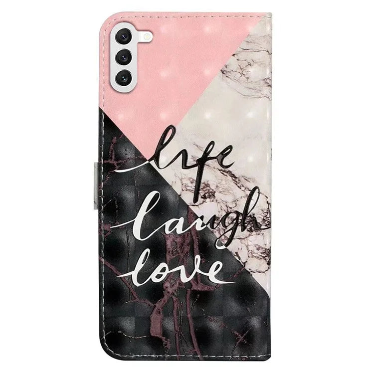 For Samsung Galaxy S23+ Case PU Leather 3D Pattern Printing Wallet Stand Phone Cover