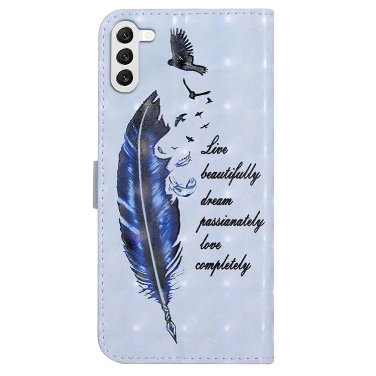 For Samsung Galaxy S23+ Case PU Leather 3D Pattern Printing Wallet Stand Phone Cover