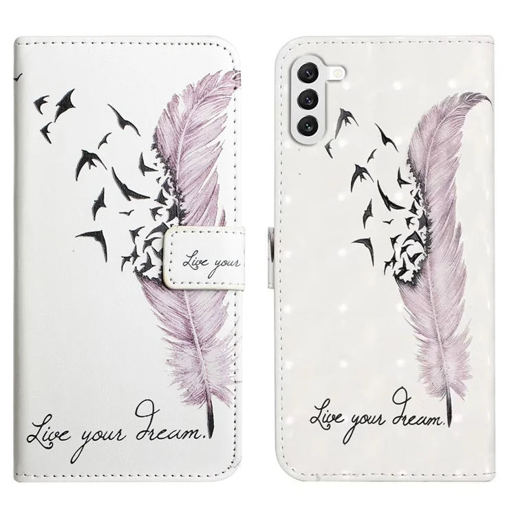 For Samsung Galaxy S23+ Case PU Leather 3D Pattern Printing Wallet Stand Phone Cover